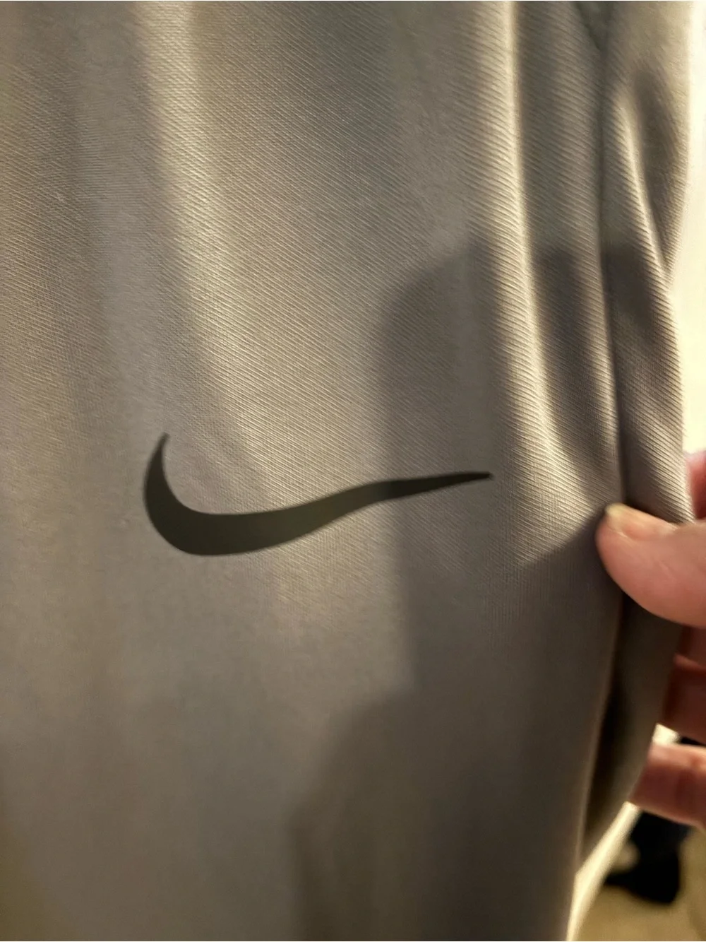 Nike Men's Gray Athletic Joggers with Black Swoosh